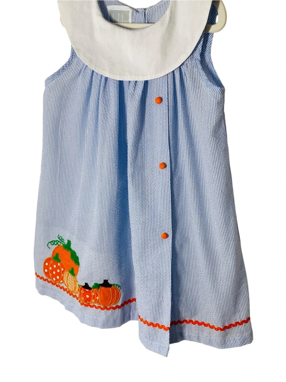 LIL CACTUS Seersucker & Pumpkin Dress